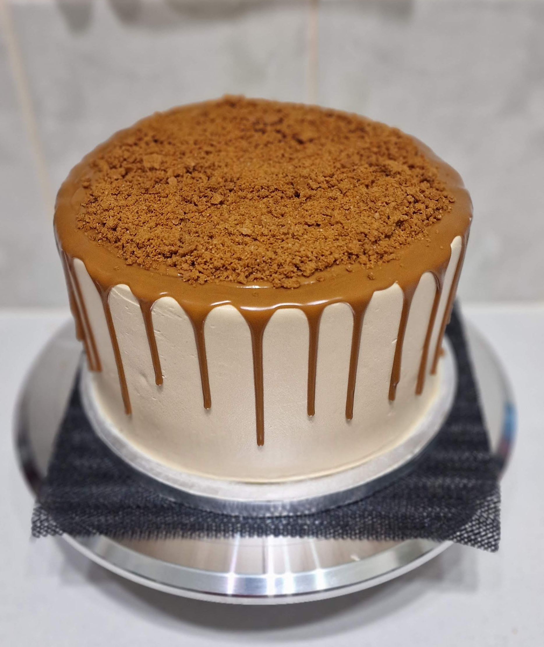 Bespoke Biscoff Speculoos cookie crumb drip celebration cake in Greenford